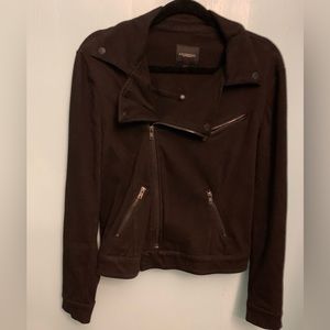 Liverpool Black Bikercore/Goth Long Sleeve V-Neck Jacket With Front Pockets, Med